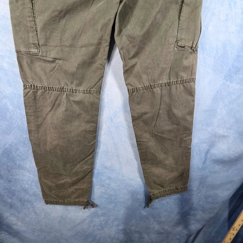 American Eagle Flex Cargo Pants Mens 32x32 Olive Green Tapered Ankle Tie Utility